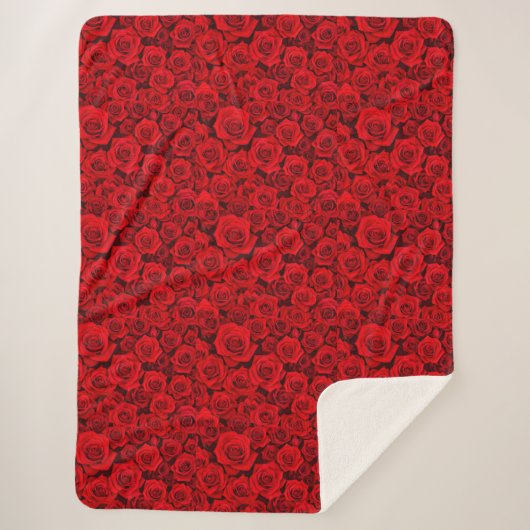 Couverture Sherpa Fleurie Rose Rouge (Devant)