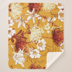 Couverture Sherpa Fleuron Rétro : Art de la ligne florale inachevé