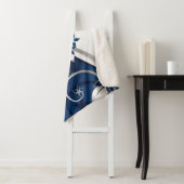 Couverture Sherpa Fleurs 3D bleu et blanc (En situation)