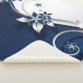 Couverture Sherpa Fleurs 3D bleu et blanc (3/4)