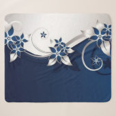 Couverture Sherpa Fleurs 3D bleu et blanc (Devant (Horizontal))
