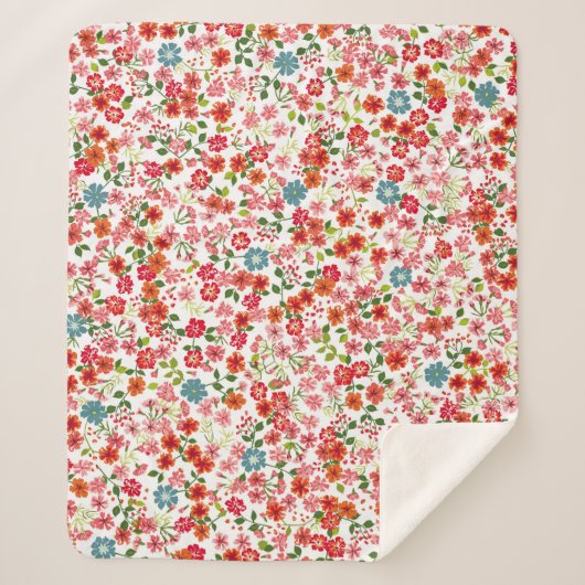 Couverture Sherpa Fleurs à petite échelle, style calico sans couture (Devant)