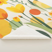 Couverture Sherpa Fleurs Abstraites à ressort jaune (3/4)