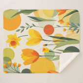 Couverture Sherpa Fleurs Abstraites à ressort jaune (Devant (Horizontal))