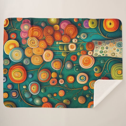 Couverture Sherpa Fleurs Abstraites dans un vase (Devant (Horizontal))