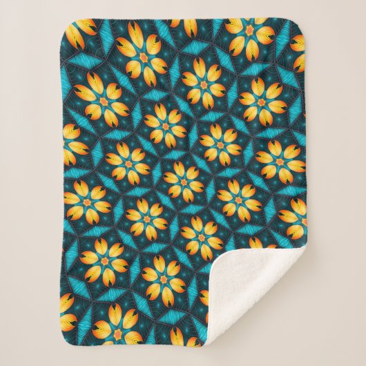 Couverture Sherpa Fleurs Abstraites jaunes (Devant)