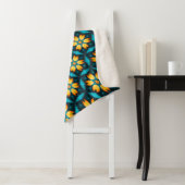 Couverture Sherpa Fleurs Abstraites jaunes (En situation)