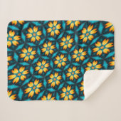 Couverture Sherpa Fleurs Abstraites jaunes (Devant (Horizontal))