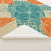 Couverture Sherpa Fleurs abstraites sarcelle, orange et chamois (3/4)