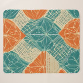 Couverture Sherpa Fleurs abstraites sarcelle, orange et chamois (Devant (Horizontal))