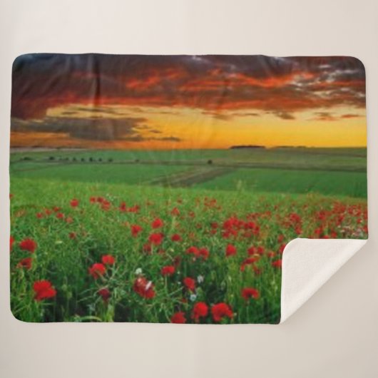 Couverture Sherpa FLEURS au coucher du soleil (Devant (Horizontal))