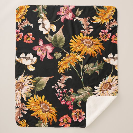 Couverture Sherpa Fleurs beau motif sans soudure. Texture du tissu (Devant)