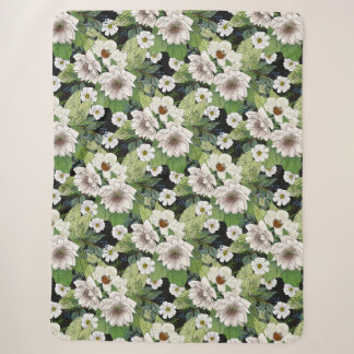 Couverture Sherpa Fleurs Blanches