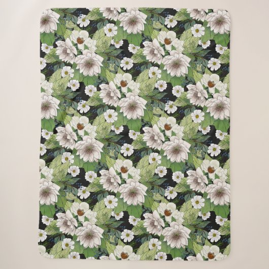 Couverture Sherpa Fleurs Blanches (Devant)