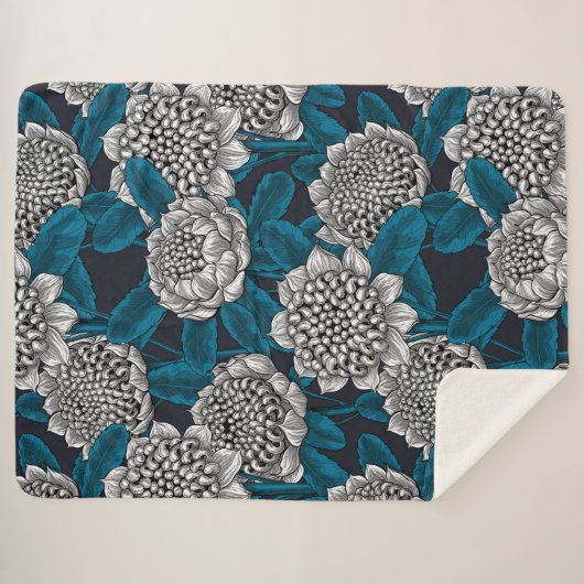 Couverture Sherpa Fleurs blanches de waratah (Devant (Horizontal))