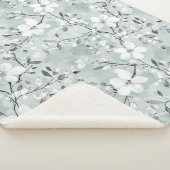 Couverture Sherpa Fleurs blanches gris chic (3/4)