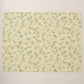 Couverture Sherpa Fleurs blanches jaunes (Devant (Horizontal))