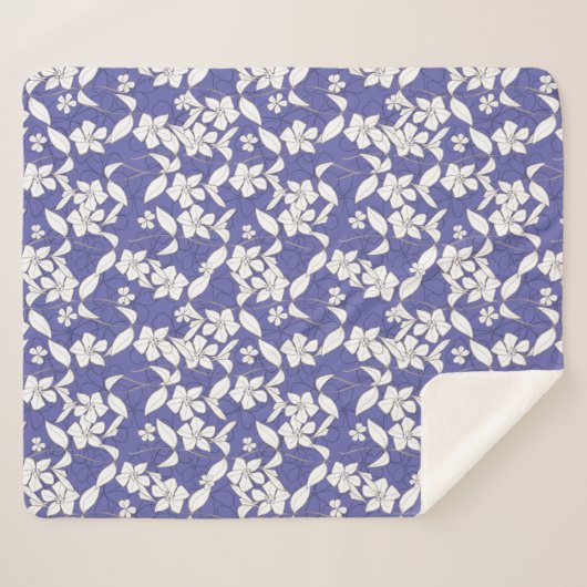 Couverture Sherpa Fleurs blanches modernes dessinées à la main avec  (Devant (Horizontal))