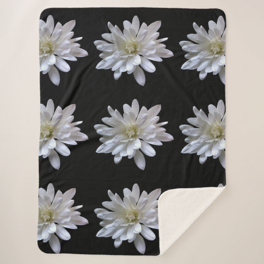Couverture Sherpa Fleurs blanches motifs de marguerite (Devant)