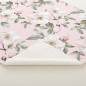 Couverture Sherpa Fleurs blanches roses jolies   (3/4)