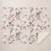 Couverture Sherpa Fleurs blanches roses jolies   (Devant (Horizontal))