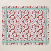 Couverture Sherpa Fleurs blanches rustiques dessin rouge sarcelle no (Devant (Horizontal))