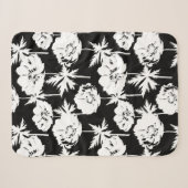 Couverture Sherpa Fleurs blanches sur noir. (Devant (Horizontal))