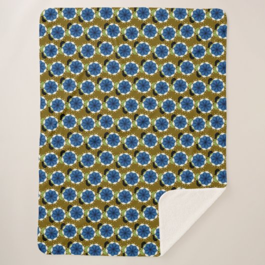 Couverture Sherpa Fleurs bleues (Devant)