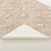 Couverture Sherpa Fleurs Bleues Blanches Beige (3/4)