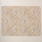 Couverture Sherpa Fleurs Bleues Blanches Beige (Devant (Horizontal))