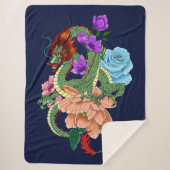 Couverture Sherpa Fleurs bleues chinoises de la marine Dragon (Devant)