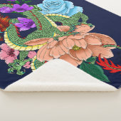 Couverture Sherpa Fleurs bleues chinoises de la marine Dragon (3/4)