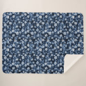 Couverture Sherpa Fleurs bleues Denim (Devant (Horizontal))