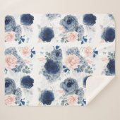 Couverture Sherpa Fleurs bleues et roses rousses élégantes et élégan (Devant (Horizontal))