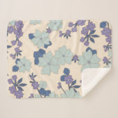 Couverture Sherpa Fleurs Bleues, Fleurs Violettes, Motif Floral (Devant (Horizontal))