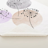 Couverture Sherpa Fleurs Boho Zen Dandelion Sur Cercles Bleus Rose (3/4)