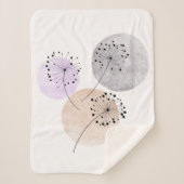 Couverture Sherpa Fleurs Boho Zen Dandelion Sur Cercles Bleus Rose (Devant)