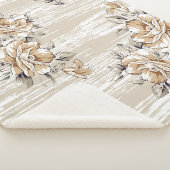 Couverture Sherpa fleurs brunes motif sur fond de texture (3/4)