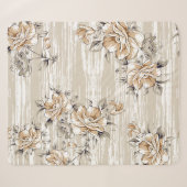 Couverture Sherpa fleurs brunes motif sur fond de texture (Devant (Horizontal))