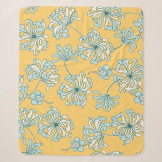 Couverture Sherpa Fleurs Chrysanthèmes vintages, Motif Oriental.
