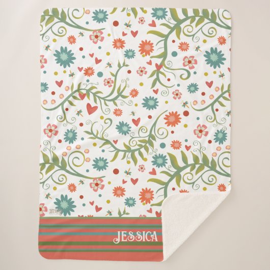 Couverture Sherpa Fleurs Coeurs mignons Inspiribilité (Devant)