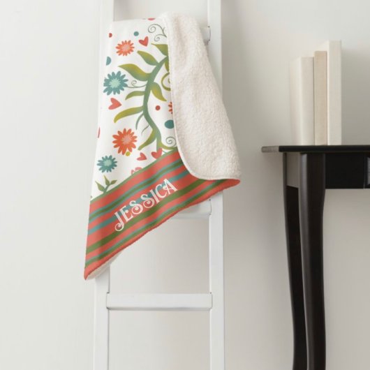 Couverture Sherpa Fleurs Coeurs mignons Inspiribilité