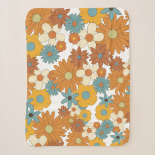 Couverture Sherpa Fleurs colorées rétro Motif
