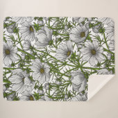 Couverture Sherpa Fleurs cosmos blanches (Devant (Horizontal))