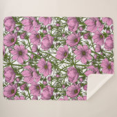 Couverture Sherpa Fleurs Cosmos roses (Devant (Horizontal))