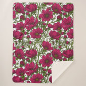 Couverture Sherpa Fleurs Cosmos roses (Devant)
