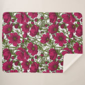 Couverture Sherpa Fleurs Cosmos roses (Devant (Horizontal))