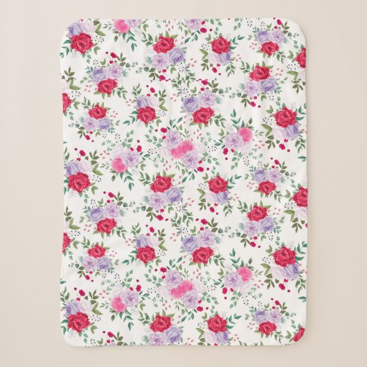 Couverture Sherpa fleurs - Couleurs simples et variées (Devant)