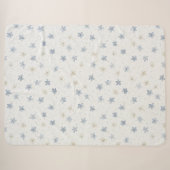 Couverture Sherpa Fleurs Crème Bleu Chic (Devant (Horizontal))