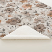 Couverture Sherpa Fleurs Crème Orange Marron (3/4)